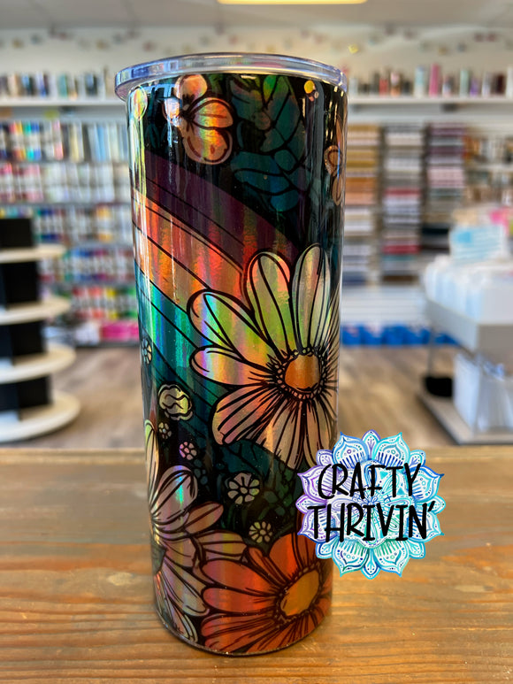 Holographic Floral Tumbler