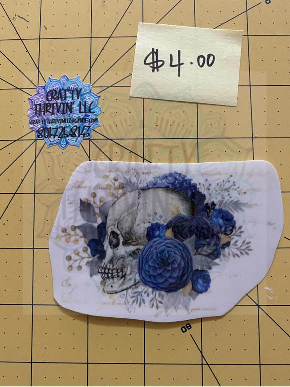 Blue Floral Skull Profile