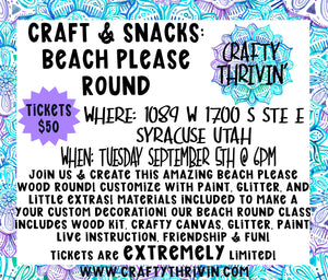 Craft & Snacks Beach Please Round 9.5