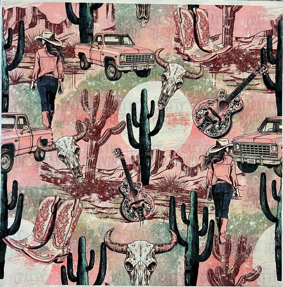 Pink Western Cactus Western - 1399