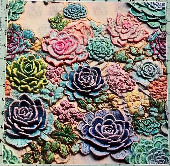 Large Embroidered Succulent - 1036