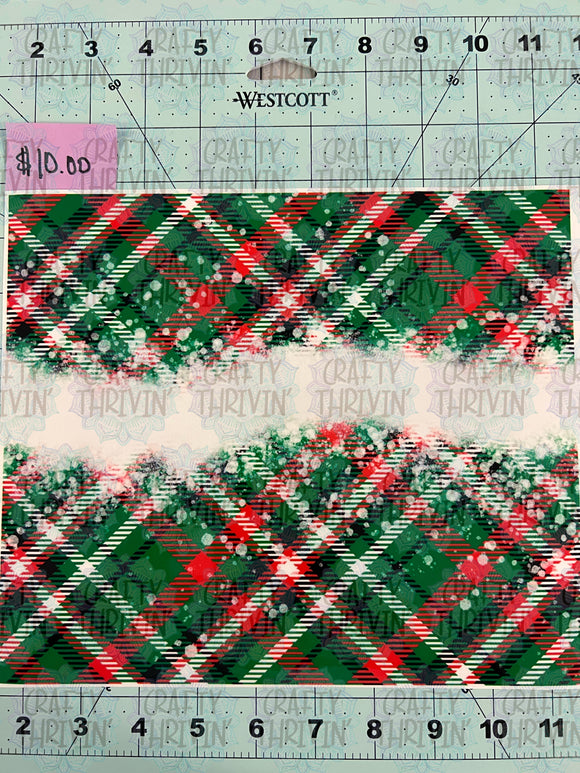 Plaid Splatter Green Christmas Tumbler Wrap - 723