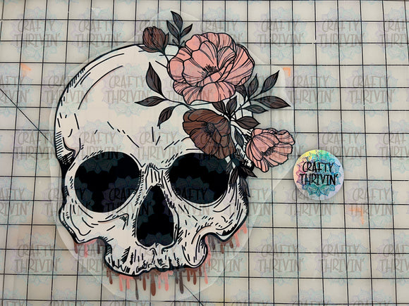 Floral Drip Skull DTF Print