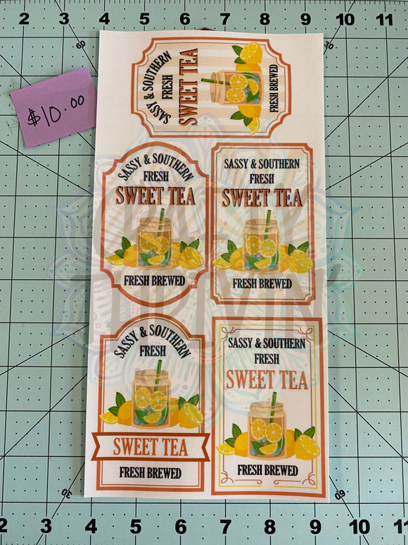 Sweet Tea Drink Labels Set