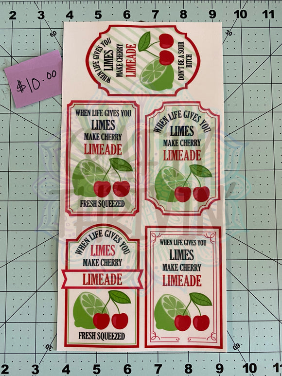 Cherry Limeade Drink Label Set