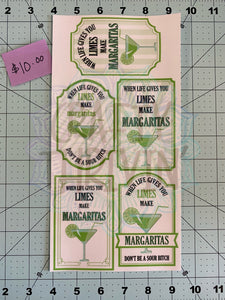 Lime Margarita Drink Label Set