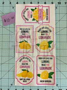 Pink Lemonade Drink Label Set