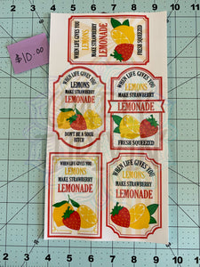 Strawberry Lemonade Drink Label Set