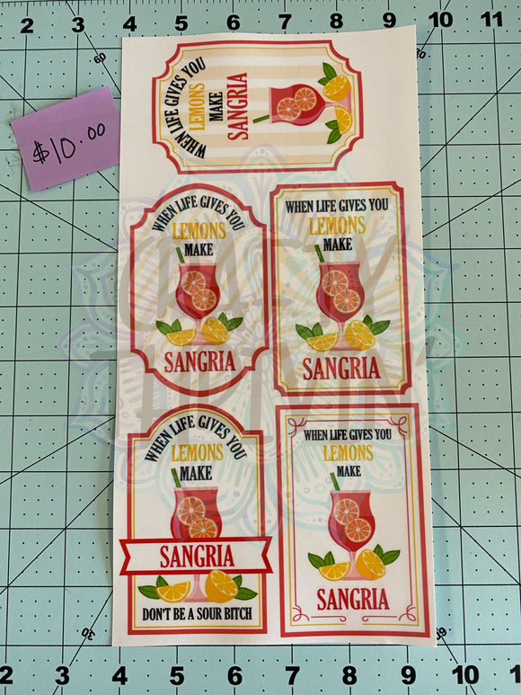 Sangria Drink Label Set