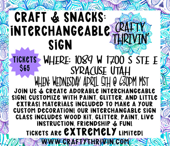 Craft & Snacks Interchangeable Sign Event 4.5